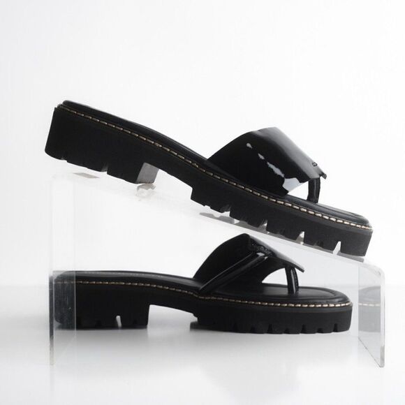 Donald Pliner Womens Beulah Platform Sandals Thongs Patent Leather Black US 8.5 - Picture 7 of 9